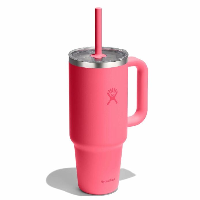 40-oz-travel-tumbler-t5 tt40pscc668-40-oz-travel-tumbler-clear-lid-popstar-pink-angled.jpg